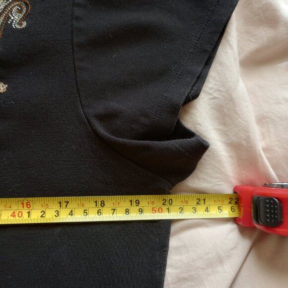 Black Boxy Tee Boho Paisley Top 90s Does 70s Stevie Nicks Western Grunge - Picture 3 of 5